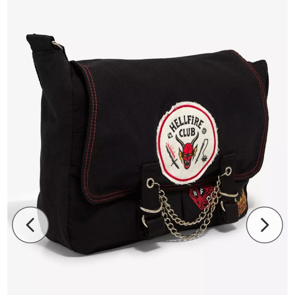 NWT Stranger Things Hellfire Club Black Messenger Bag - Picture 2 of 5